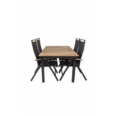 Mexico Table 160/240*90 - Black/Teak, Panama 5:pos Chair - Black/Black_4
