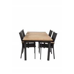 Mexico Table 160/240*90 - Black/Teak, Texas Chair - Black/Teak_4