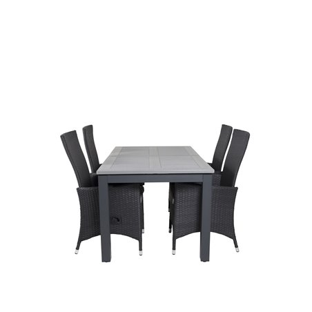 Albany Table - 160/240 - Black/Grey, Padova Chair - Black/Grey_4