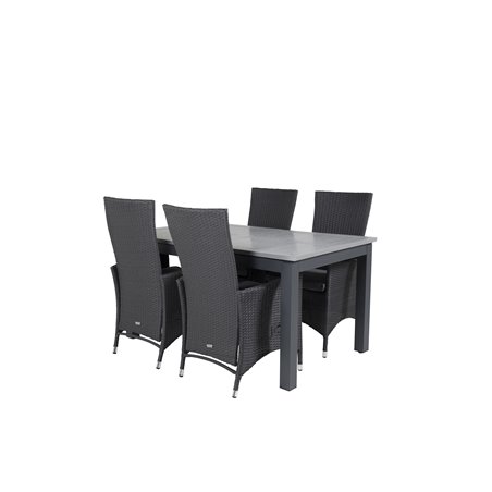 Albany Table - 160/240 - Black/Grey, Padova Chair - Black/Grey_4