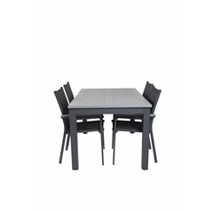 Albany Table - 160/240 - Black/Grey, Parma Chair - Black/Grey_4