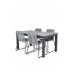 Albany Table - 160/240 - Black/Grey, Lindos Chair - Black/Grey_4