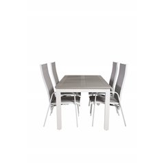 Albany Table - 152/210 - White/Grey, Copacabana Recliner Chair - White/Grey_4