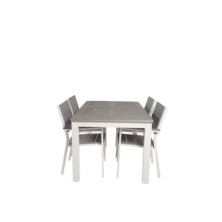Albany Table - 152/210 - White/Grey, Levels Chair (stackable) - White Alu / Grey Aintwood_4