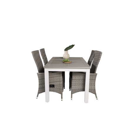 Albany Table - 152/210 - White/Grey, Padova Chair (Recliner) - Grey/Grey_4