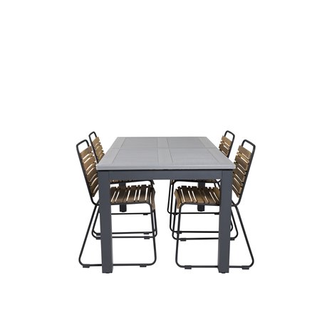 Albany Table - 160/240 - Black/Grey, Bois Dining Chair - Black Alu / Acacia_4