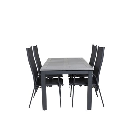 Albany Table - 160/240 - Black/Grey, Copacabana Recliner Chair - Black/Black_4