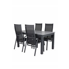 Albany Table - 160/240 - Black/Grey, Copacabana Recliner Chair - Black/Black_4