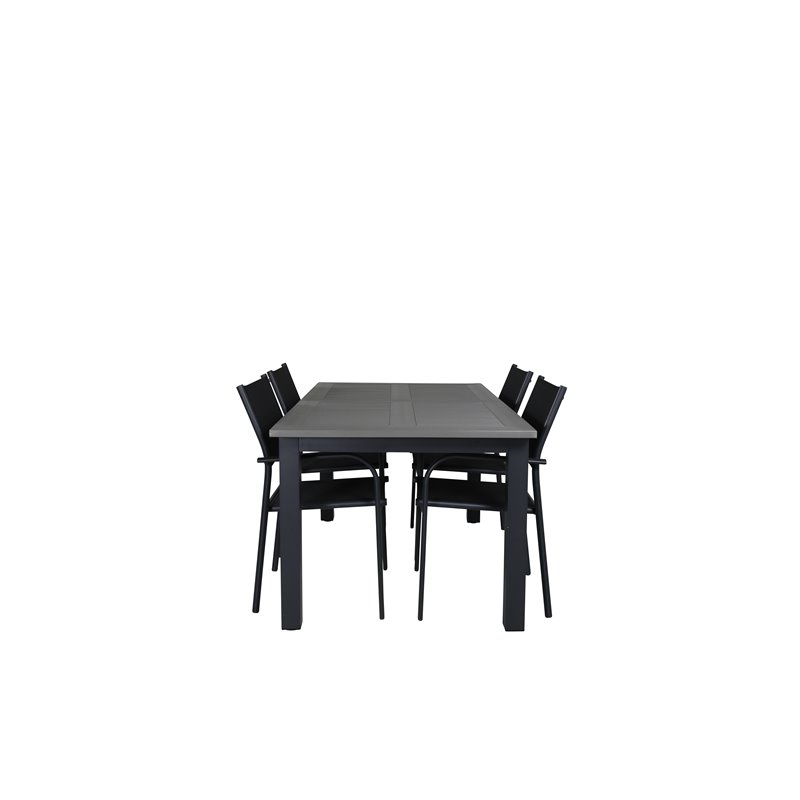 Albany Table - 160/240 Black/Grey SanTorini Arm Chair Black Alu/Black Textilene (käytetty)