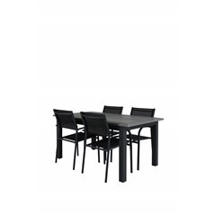 Albany Table - 160/240 Black/Grey SanTorini Arm Chair Black Alu/Black Textilene (käytetty)