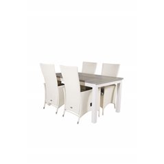 Albany Table - 152/210 - White/Grey, Padova Chair (Recliner) - White/Grey_4