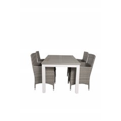 Albany Table - 152/210 - White/GreyMalin Armchair - Grey/Grey_4