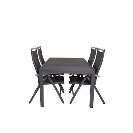 Marbella Table 160/240 - Black/Black, Albany 5:pos Chair - Black/Black_4