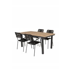 Panama Table 160/240 - Black/Teak, Lindos Armchair - Black Alu / Black Rope_4