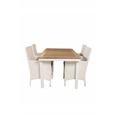 Panama Table 160/240 - White/Teak, Malin Karmstol med dyna - Vit / grå dyna_4