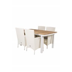 Panama Table 160/240 - White/Teak, Malin Karmstol med dyna - Vit / grå dyna_4