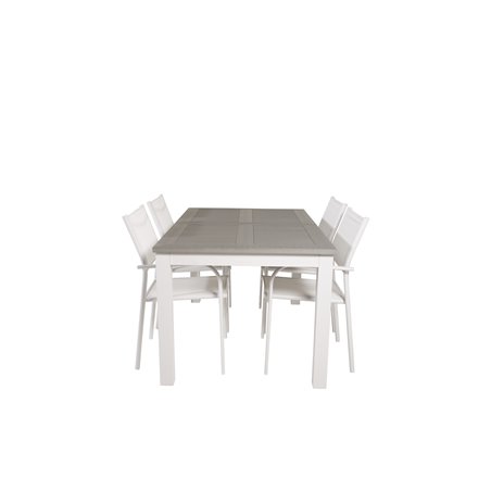 Albany Bord - 152/210 - Hvid / Grå San torini Arm Chair (stabelbar) - Hvid Alu / Hvid Textilene_4