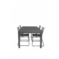Marbella Table 160/240 - Black/Black, Lindos Chair - Black/Grey_4