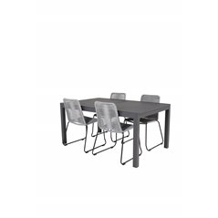 Marbella-pöytä 160/240 - Black/Black, Lindos Chair - Black/Grey_4