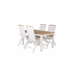 Panama - Table - 152/210*90 - Vit Alu/Teak, Panama 5:pos Chair - White/Teak_4