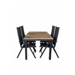 Panama Table 160/240 - Black/Teak, Break 5:pos Chair - Black/Black_4