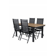 Panama Table 160/240 - Black/Teak, Break 5:pos Chair - Black/Black_4