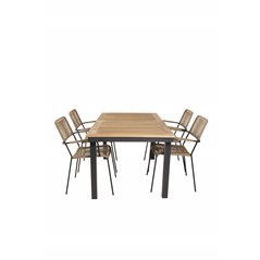 Panama Table 160/240 - Black/Teak, Lindos - Armchair - Black Alu / Latte Rope_4