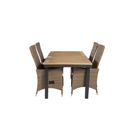 Panama Table 160/240 - Black/Teak, Padova Chair (Recliner) - Nature/Nature_4