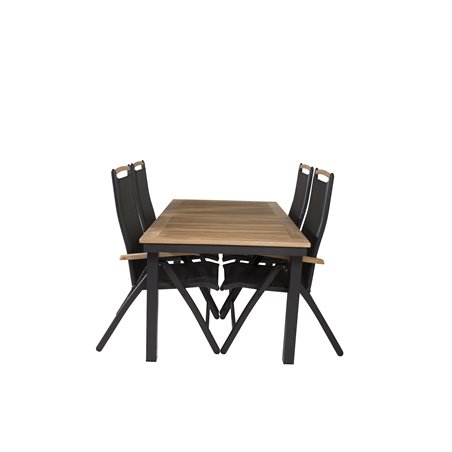 Panama Table 160/240 - Black/Teak, Panama 5:pos Chair - Black/Black_4