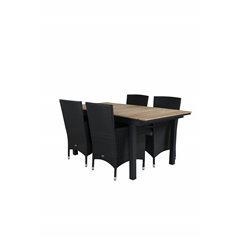 Mexico Table 160/240*90 - Black/Teak, Malin Armchair - Black/Grey_4