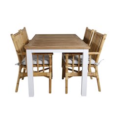 Panama - Table - 152/210*90 - Vit Alu/Teak, Cane Karmstol_4