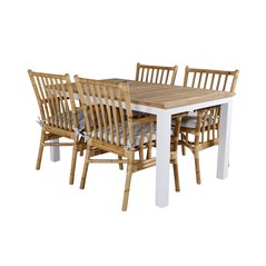 Panama - Table - 152/210*90 - Vit Alu/Teak, Cane Karmstol_4