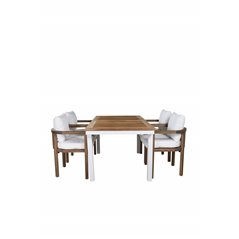 Panama Table 160/240 - White/Teak, Erica Dinning chair-acacia wire brushed/off white cushion_4
