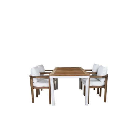 Panama Table 160/240 - White/Teak, Erica Dinning chair-acacia wire brushed/off white cushion_4