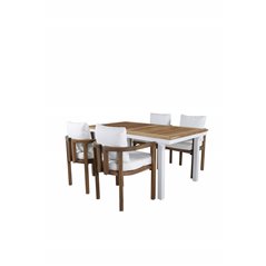 Panama Table 160/240 - White/Teak, Erica Dinning chair-acacia wire brushed/off white cushion_4