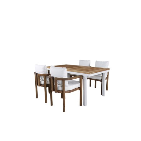 Panama Pöytä 160/240 - Valkoinen/Teak, Erica Dinning tuoli-akaasialanka harjattu /pois valkoinen cushion_4