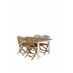 Panama Table 160/240 - White/Teak, Cane Foldable dining Chair - Bamboo / Grey Cushion_4