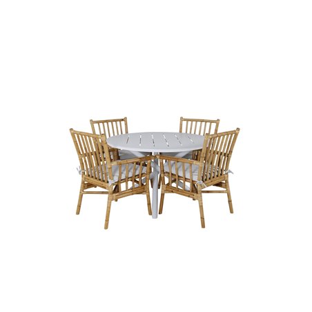 Alma Dining Table - White Alu - ø120cm, Cane Karmstol_4