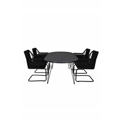 Viga Dining Table - Black Steel / Grey Spray -jäätelö - 200*100cm, Lindos Carmstol Failure Black Steel / Black rep_4