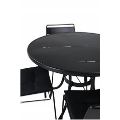 Nicke Dining Table - Black Steel - ø90cm, Lina Dining Chair - Black_4