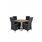 Cruz Dining - Black Steel / Acacia (teak look) ø140cm, Padova Chair (Recliner)