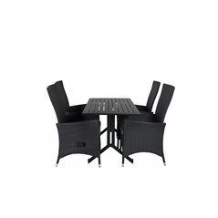 Way - Café Table - Black / Black 120*70cm, Padova Chair (Recliner) - Black/Grey_4