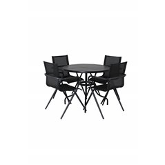 Nicke Dining Table - Black Steel - ø90cm, Alina Dining Chair - Black Alu / Black Textilene_4