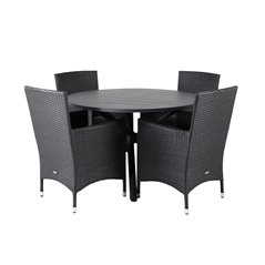 Alma Dining Table - Black Alu - ø120cm, Malin Armchair - Black/Grey_4