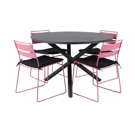 Alma Dining Table - Black Alu - ø120cm, Lina Dining Tuoli Pink_4