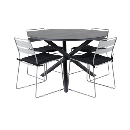 Alma Dining Table - Black Alu - ø120cm, Lina Dining Chair - Grey_4