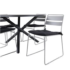 Alma Dining Table - Black Alu - ø120cm, Lina Dining Chair - Grey_4