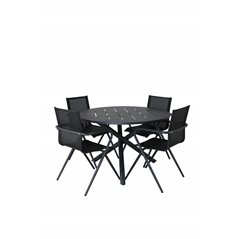 Alma Dining Table - Black Alu - ø120cm, Alina Dining Chair - Black Alu / Black Textilene_4