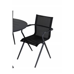 Alma Dining Table - Black Alu - ø120cm, Alina Dining Chair - Black Alu / Black Textilene_4