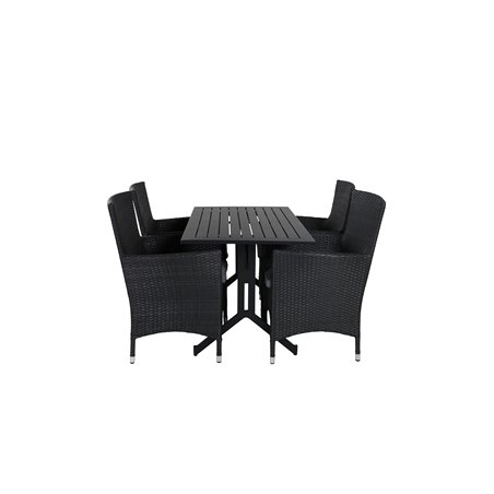 Way - Café Table - Black / Black 120*70cm, Malin Armchair - Black/Grey_4